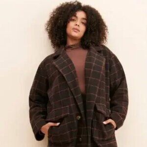 Hutch Windowpane Oversized Plaid Wool Blend Overcoat Size 3X